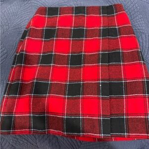 Talbots Red and Black Plaid Mini Skirt